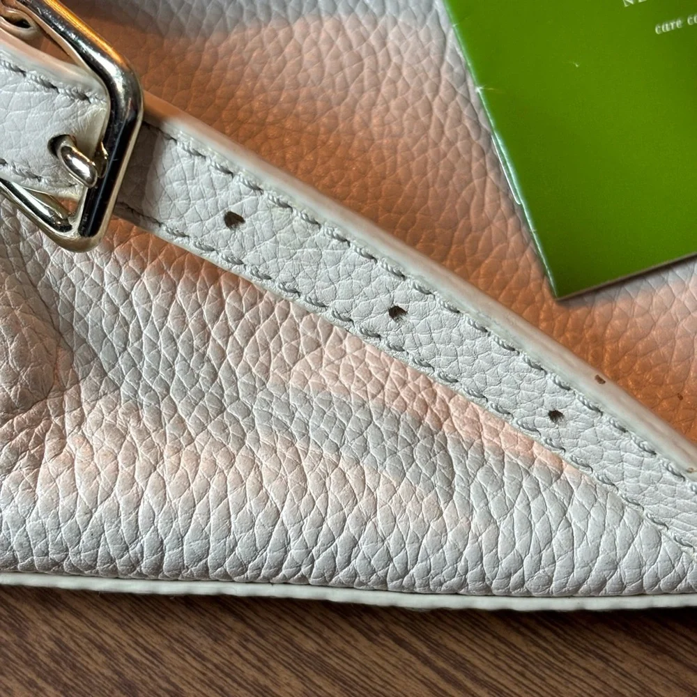 kate spade Cream Pebbled Leather Shoulder Crossbody Bag with Front Pocket